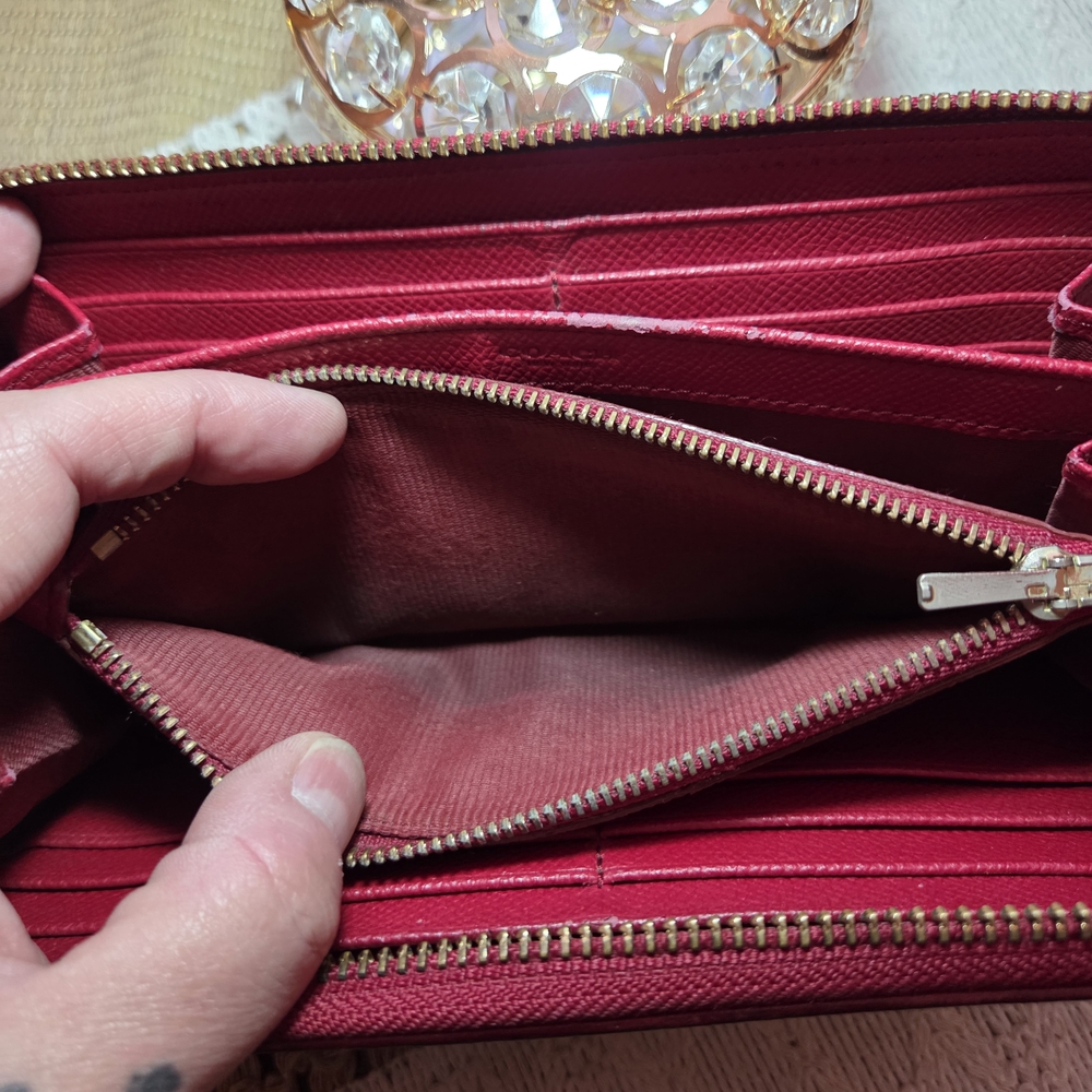 Coach Brown and Red Women's Wallet - Picture 8 of 9
